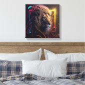 Neon Lion - Motivatie graffiti Style Realism Canvas Afdruk (Insitu (Slaapkamer))