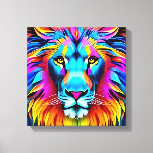 Neon Lion - Motivatie Pop Canvas Afdruk (Voorkant)