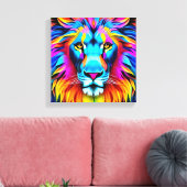 Neon Lion - Motivatie Pop Canvas Afdruk (Insitu (Woonkamer))