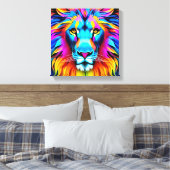 Neon Lion - Motivatie Pop Canvas Afdruk (Insitu (Slaapkamer))