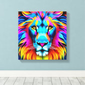 Neon Lion - Motivatie Pop Canvas Afdruk (Insitu (Houten vloer))