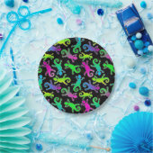 Neon Lizard en Leaf Pattern Papieren Bordje (Feest)