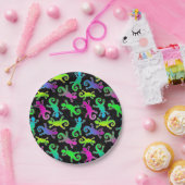 Neon Lizard en Leaf Pattern Papieren Bordje (Feest)