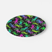 Neon Lizard en Leaf Pattern Papieren Bordje (Gekanteld)