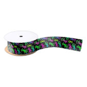 Neon Lizard en Leaf Pattern Satijnen Lint (Spoel)