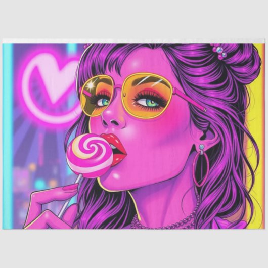 Neon Lollipop Decoupage Paper | Tissue Papier (Voorkant)