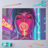 Neon Lollipop Pop Art – Cyberpunk Candy Girl Tissuepapier (Craft)