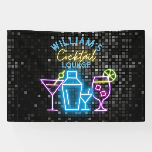 Neon Look Retro Cocktail Lounge Bar Spandoek (Horizontaal)