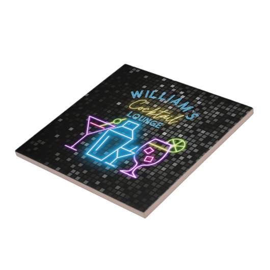 Neon Look Retro Cocktail Lounge Bar Tegeltje (Zijkant)