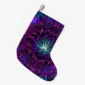Neon Lotus Bloem Boho Print Kleine Kerstsok (Voorkant (Hangend))