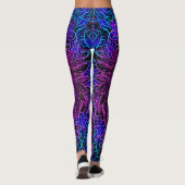 Neon Lotus Bloem Boho Print Leggings (Achterkant)