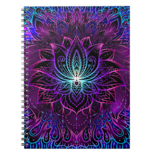 Neon Lotus Bloem Boho Print Notitieboek