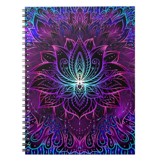 Neon Lotus Bloem Boho Print Notitieboek (Voorkant)