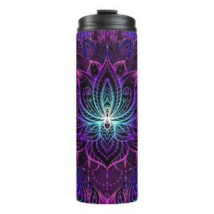Neon Lotus Bloem Boho Print Thermosbeker