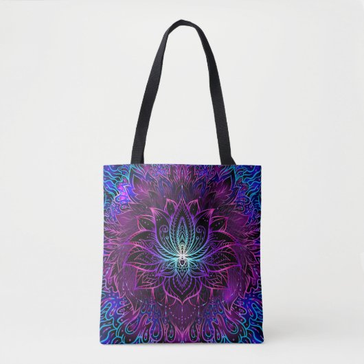 Neon Lotus Bloem Boho Print Tote Bag (Voorkant)