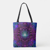 Neon Lotus Bloem Boho Print Tote Bag (Achterkant)