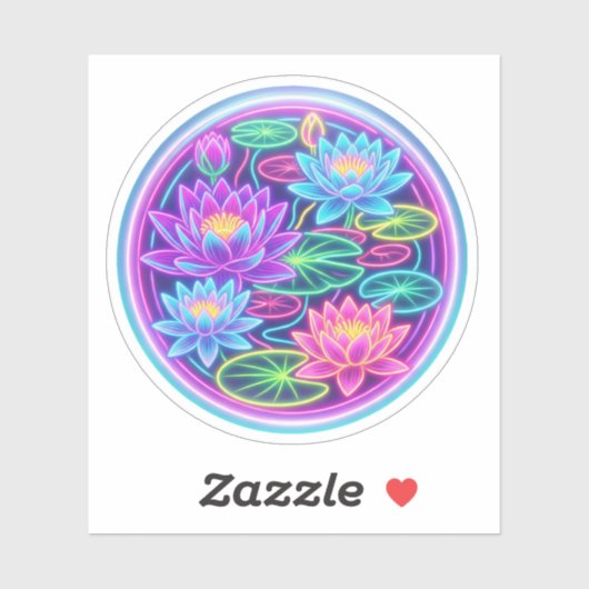 Neon Lotus Bloem Waterlelie Rond Sticker (Vel)