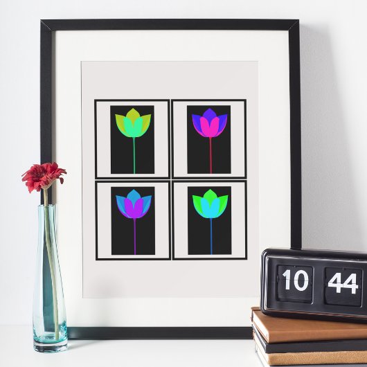 Neon Lotus Glow Poster