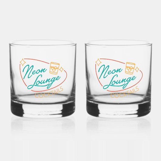 Neon Lounge Cocktail Rocks Glas Set (Voorkant)