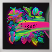 Neon Love Blooms Poster (Voorkant)