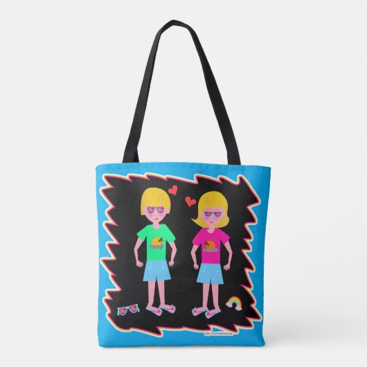 Neon Love Fun Retro Schattige Art Design Tote Bag (Achterkant)