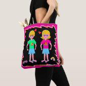 Neon Love Fun Retro Schattige Art Design Tote Bag (Dichtbij)