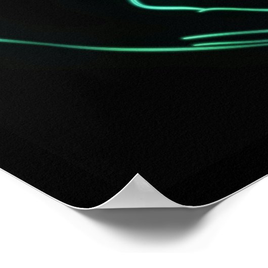 Neon Love Hand Heart Line Art Drawing Cute Modern Poster (Hoek)