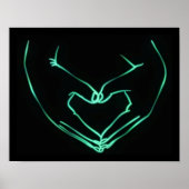 Neon Love Hand Heart Line Art Drawing Cute Modern Poster (Voorkant)