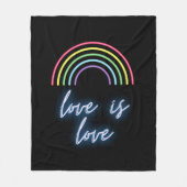 Neon Love is Love Rainbow Fleece Deken (Voorkant)