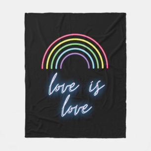 Neon Love is Love Rainbow Fleece Deken
