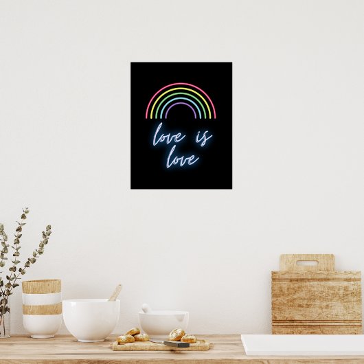 Neon Love is Love Rainbow Poster (Keuken)