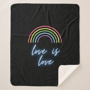 Neon Love is Love Rainbow Sherpa Deken
