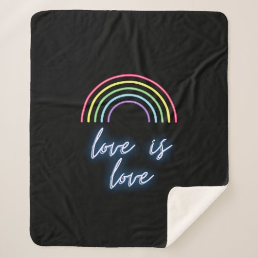 Neon Love is Love Rainbow Sherpa Deken (Voorkant)