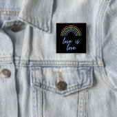 Neon Love is Love Rainbow Vierkante Button 5,1 Cm (In situ)