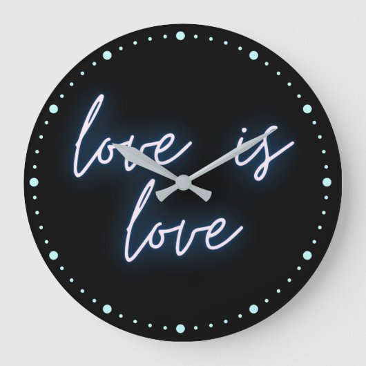 Neon Love is Love Word Art Grote Klok (Voorkant)