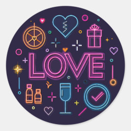 Neon Love Ronde Sticker
