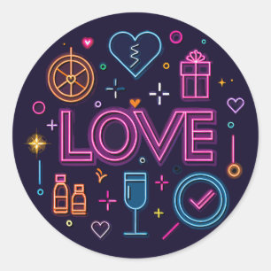 Neon Love Ronde Sticker