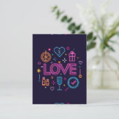 Neon Love RSVP Kaartje (Staand voorkant)