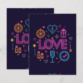 Neon Love RSVP Kaartje (Voorkant / Achterkant)