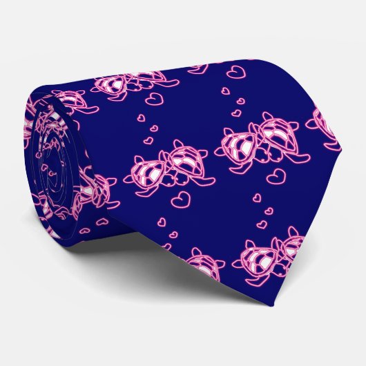 Neon Love Turtle Stropdas (Opgerold)