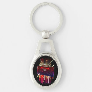 Neon Luidspreker Kunst met Kleurrijke Retro Muziek Sleutelhanger
