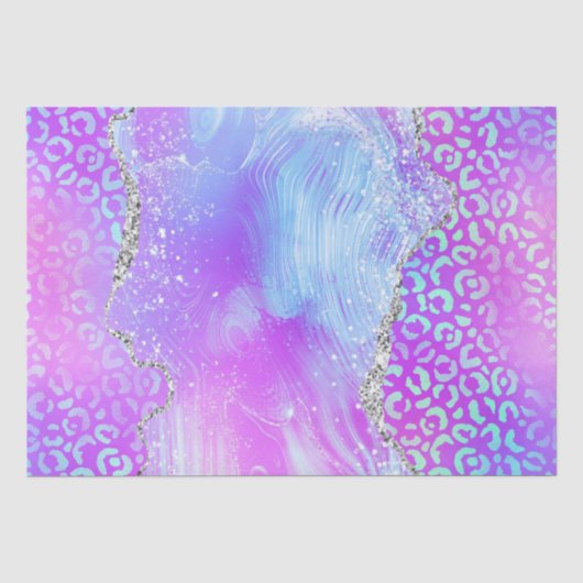Neon Luipaard Agate | Glam Abstract Steenpatroon Tissuepapier (Voorkant)
