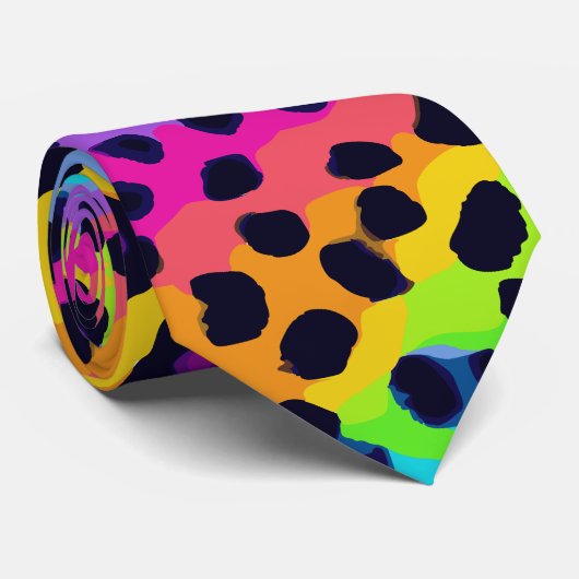 Neon Luipaardprint Stropdas (Opgerold)
