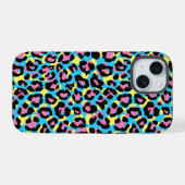 Neon Luipaardvlekken Patroon iPhone 15 Case (Achterkant horizontaal)