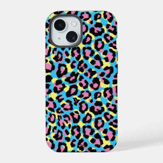 Neon Luipaardvlekken Patroon iPhone 15 Case (Achterkant)