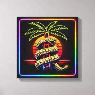 Neon Lux Miami Nights diamant ingelegde slang Canvas Afdruk
