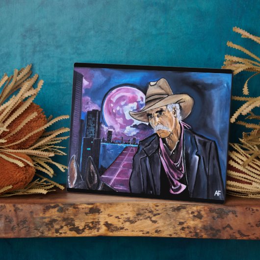 Neon Maan Schilderij van Alfred Fox Fotoplaat (Zijkant)