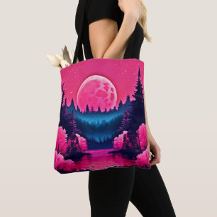 Neon Maanlicht Fantasie Bosmeer Tote Bag