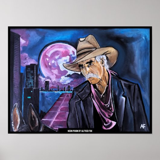 Neon-maanschilderij van Alfred Fox Poster (Voorkant)