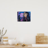 Neon-maanschilderij van Alfred Fox Poster (Keuken)